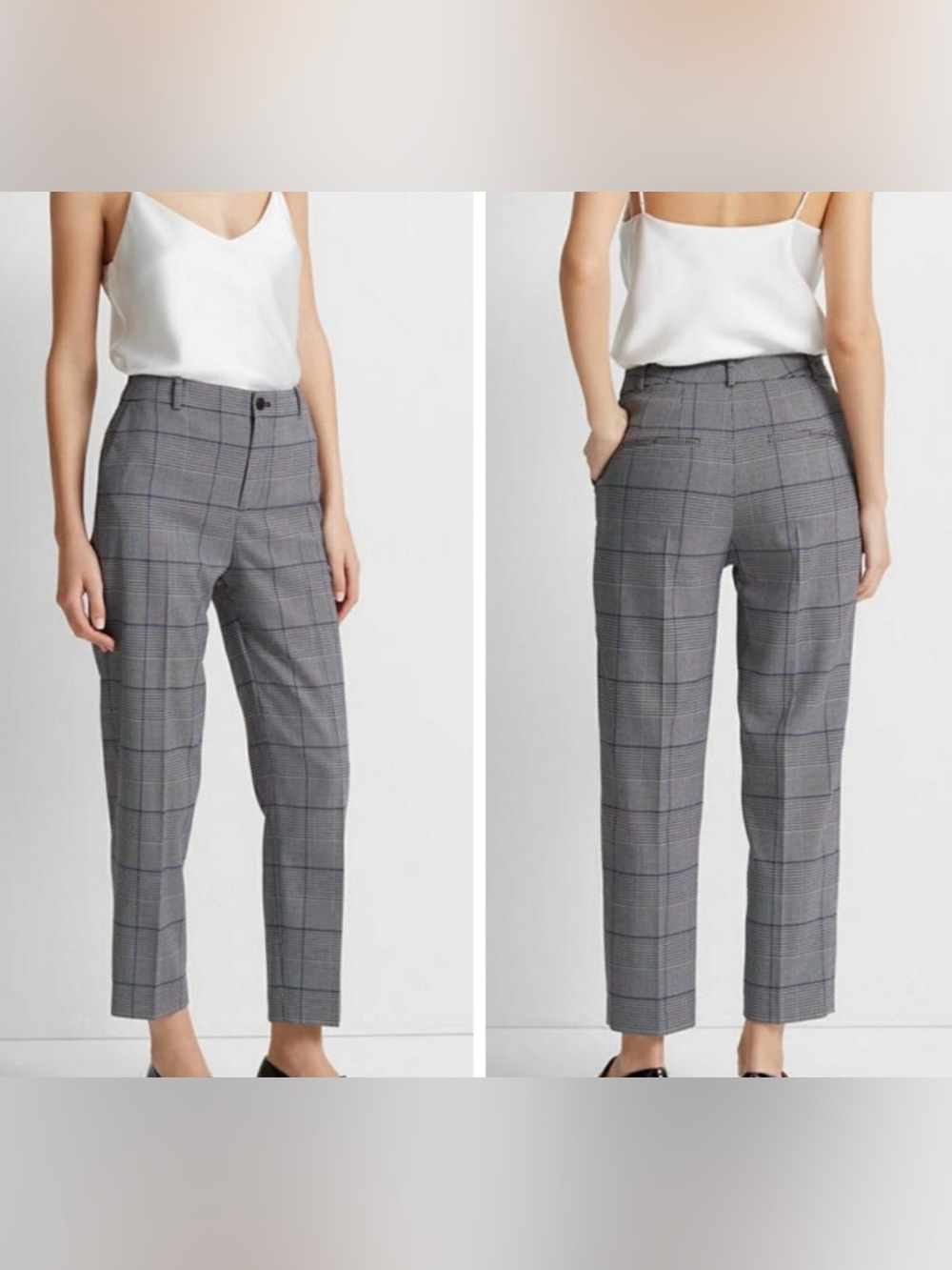 Club Monaco Borrem Plaid Cropped Tapered Trouser Pants Sz 0 Ivy League Heritage